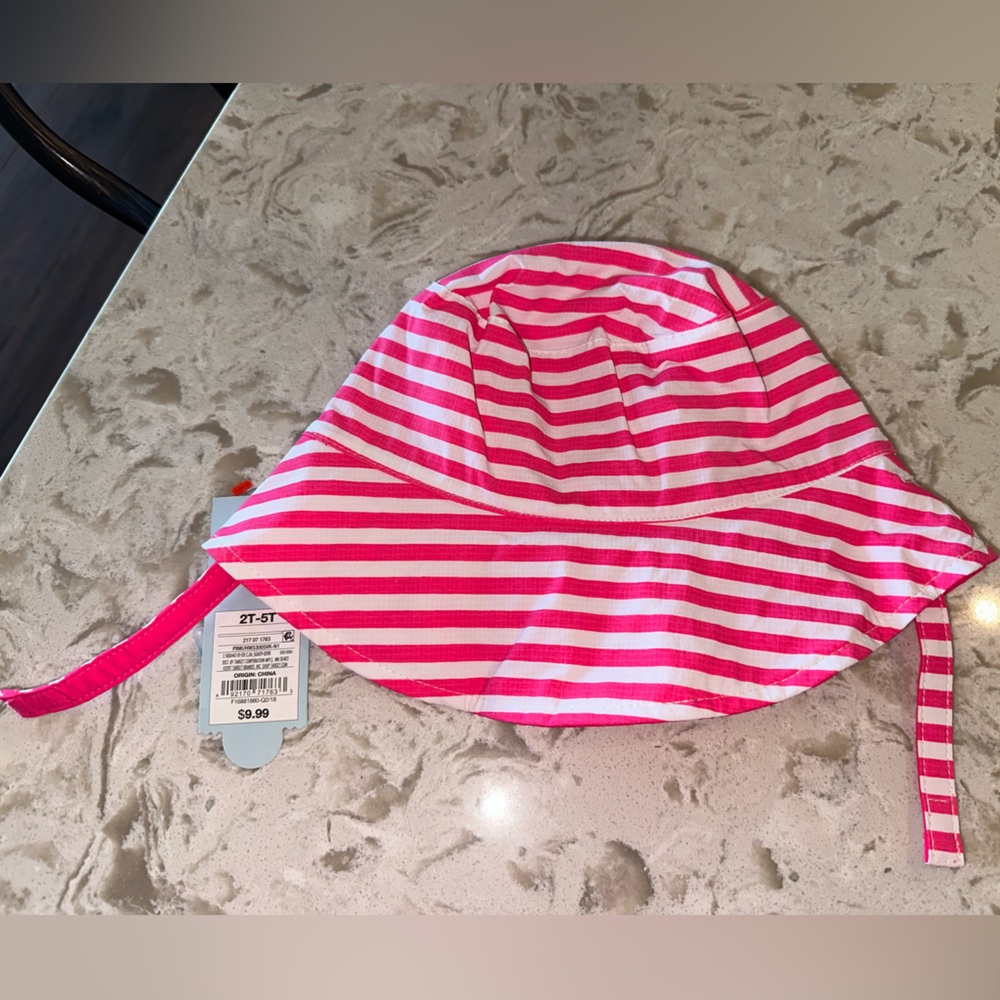 NWT! Cat and Jack toddler bucket hat! Pink and white striped. Size: 2T-5T.